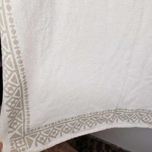 Anthropologie Knotted Macrame Overlay Shower Curtain Ivory Cotton Boho Fringe - Picture 4 of 12
